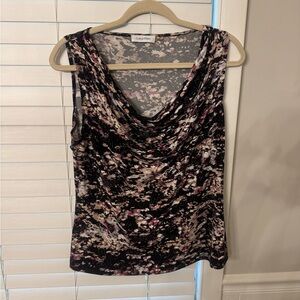 Calvin Klein Women's Black and Pink Sleeveless Cowl Neck Top